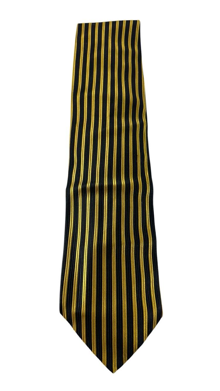 Antonio Ricci 100% Silk Tie Black Gold Stripe Handmade Italy Men’s Necktie 60”
